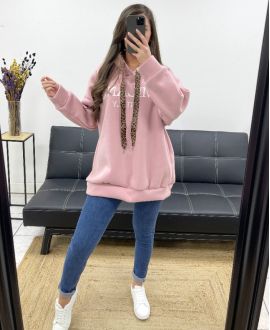 MILANO OVERSIZED FLEECE SWEATSHIRT MET CAPUCHON PE0301 ROZE