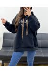 MILANO OVERSIZED HOODED SWEATSHIRT PE0301 BLACK