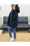 MILANO OVERSIZED HOODED SWEATSHIRT PE0301 BLACK