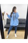 MILANO BLUZA OVERSIZE Z KAPTUREM PE0301 SKY BLUE