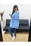 MILANO FELPA OVERSIZE CON CAPPUCCIO PE0301 AZZURRO CIELO