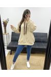 MILANO BLUZA OVERSIZE Z KAPTUREM PE0301 BEŻOWA