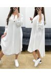 OVERSIZED FLUID VISCOSE BUTTON-DOWN DRESS PE0443 WHITE