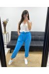 BROEK MET GESMOKTE CEINTUUR PE0291 AZURE BLAUW