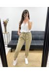 BROEK MET GESMOKTE RIEM PE0291 MOKKA