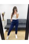 BROEK MET GESMOKTE RIEM PE0291 DONKERBLAUW