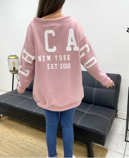 CHICAGO OVERSIZED FLEECE SWEATSHIRT PE0360 PINK