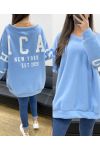 CHICAGO PE0360 OVERSIZED SWEATSHIRT SKY BLUE