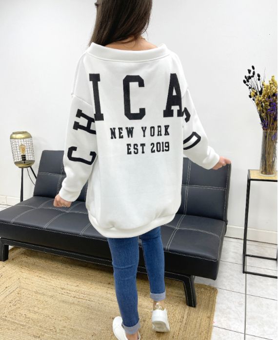 CHICAGO OVERSIZED FLEECE SWEATSHIRT PE0360 WEISS