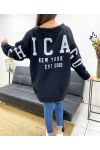 CHICAGO PE0360 OVERSIZED FLEECE SWEATSHIRT BLACK