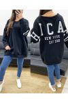 CHICAGO PE0360 OVERSIZED FLEECE SWEATSHIRT BLACK