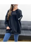 CHICAGO PE0360 OVERSIZED FLEECE SWEATSHIRT BLACK