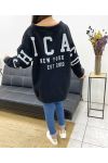 CHICAGO PE0360 OVERSIZED FLEECE SWEATSHIRT BLACK