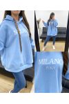 MILANO FELPA OVERSIZE CON CAPPUCCIO PE0301 AZZURRO CIELO