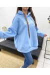 MILANO BLUZA OVERSIZE Z KAPTUREM PE0301 SKY BLUE