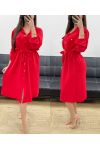 LONG SHIRT DRESS WITH TIE PE0392 RED