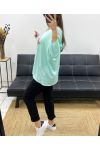 LIGHTWEIGHT LOOSE SWEATER DOUBLE STAR FLOCKING PE0264 PASTEL GREEN