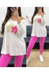 LIGHTWEIGHT LOOSE SWEATER WITH DOUBLE STAR FLOCKING PE0264 WHITE