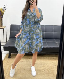 OVERSIZED CAMOUFLAGE HEMDJURK PE0373 BLAUW