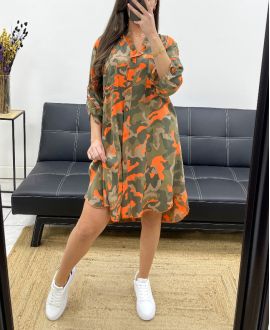 OVERSIZED CAMOUFLAGE SHIRT DRESS PE0373 ORANGE