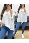 OVERSIZED TUNIC COTTON GAUZE BUTTON PE0386 WHITE