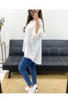 OVERSIZED TUNIC COTTON GAUZE BUTTON PE0386 WHITE