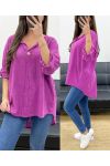 OVERSIZED TUNIC COTTON GAUZE BUTTON PE0386 PURPLE