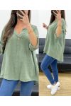 OVERSIZED TUNIC COTTON GAUZE BUTTON PE0386 KHAKI