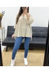 OVERSIZED COTTON GAUZE TUNIC BUTTON PE0386 BEIGE