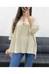 OVERSIZE-TUNIKA AUS BAUMWOLLGAZE KNOPF PE0386 BEIGE