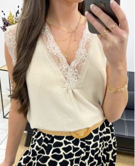 LACE TOP PE0237 BEIGE