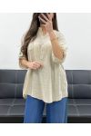 BLUSA DE GASA DE ALGODÓN CON BOLSILLO PE0457 BEIGE