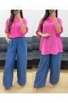 POCKET COTTON GAUZE BLOUSE PE0457 FUSHIA