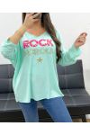 LOOSE LIGHTWEIGHT ROCK N ROLL SWEATER PE0206 PASTEL GREEN