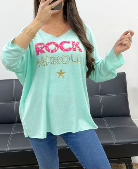 LOCKERER LEICHTER ROCK N ROLL PULLOVER PE0206 PASTELLGRÜN