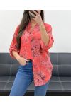 PRINTED FLUID SHIRT WITH POCKET PE0347 CORAL