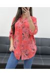 PRINTED FLUID SHIRT WITH POCKET PE0347 CORAL