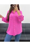 CHEMISE GAZE DE COTON POCHE PE0193 FUSHIA