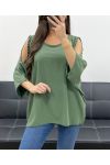 TOP OVERSIZE CON TACHUELAS CON CUENTAS PE0249 CAQUI