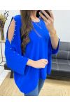 TOP OVERSIZE CLOUTE PERLES PE0249 BLEU ROYAL