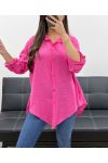 CHEMISE OVERSIZE GAZE DE COTON PE0407 FUSHIA