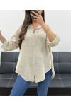 CAMICIA OVERSIZE IN GARZA DI COTONE PE0407 BEIGE