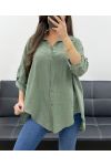 CAMICIA OVERSIZE IN GARZA DI COTONE PE0407 KHAKI