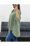 CAMICIA OVERSIZE IN GARZA DI COTONE PE0407 KHAKI