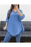 CAMICIA OVERSIZE IN GARZA DI COTONE PE0407 BLUE JEANS