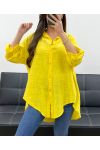 CAMICIA OVERSIZE IN GARZA DI COTONE PE0407 GIALLO