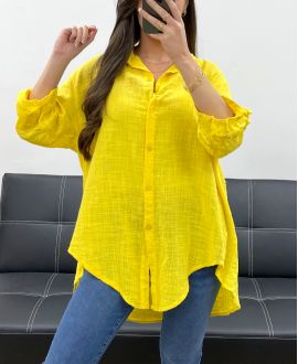 CHEMISE OVERSIZE GAZE DE COTON PE0407 JAUNE