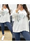 LOCKERER LEICHTER PULLOVER FLOCKING LOVE PE0232 WEISS