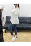 LOOSE LIGHTWEIGHT SWEATER FLOCKING LOVE PE0232 WHITE