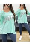 LOOSE LIGHTWEIGHT SWEATER FLOCKING LOVE PE0232 PASTEL GREEN